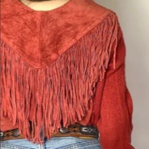 Vintage Sheplers western fringe and knit sweater
